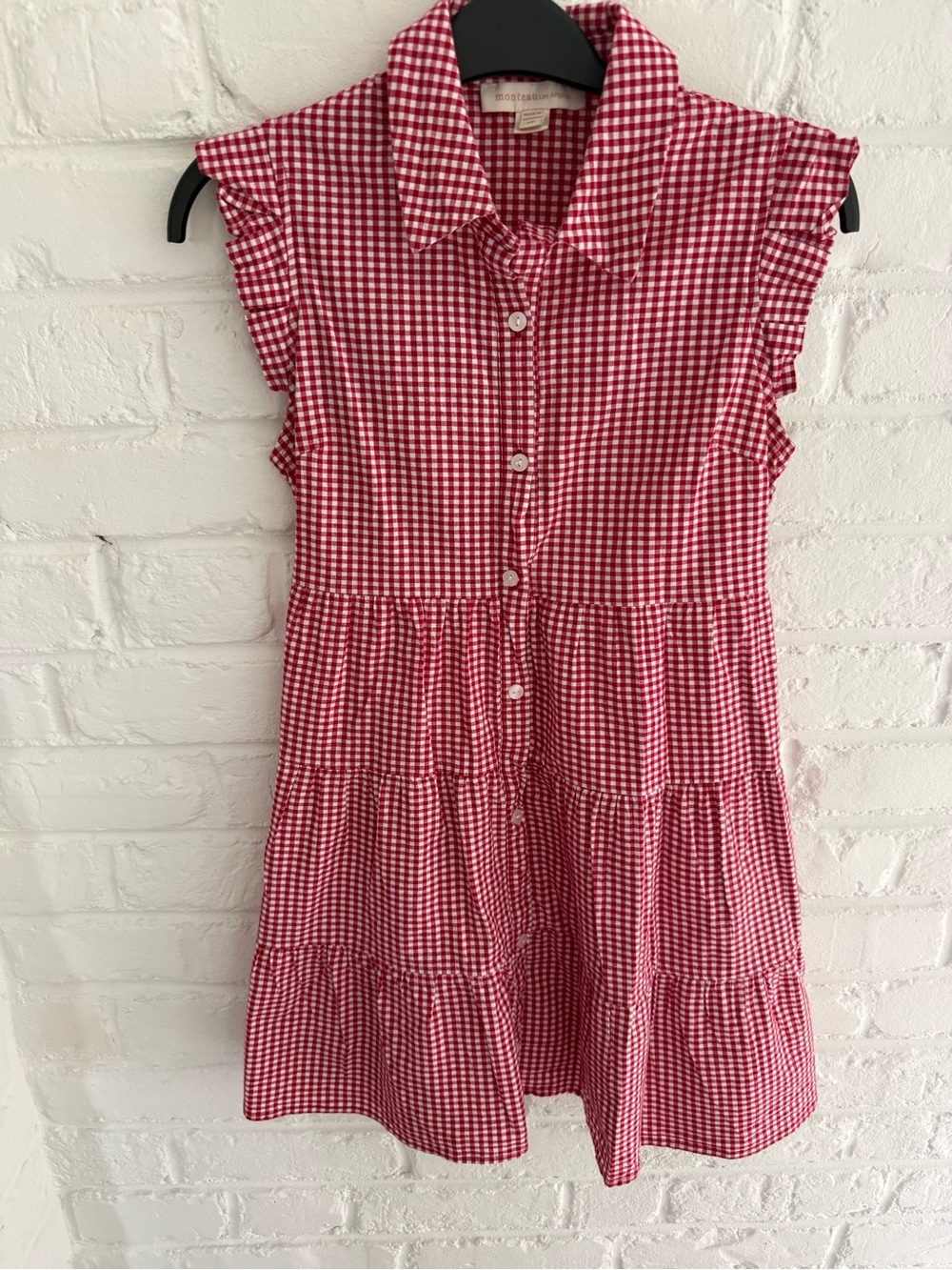 Red & White Gingham Button-Up dress